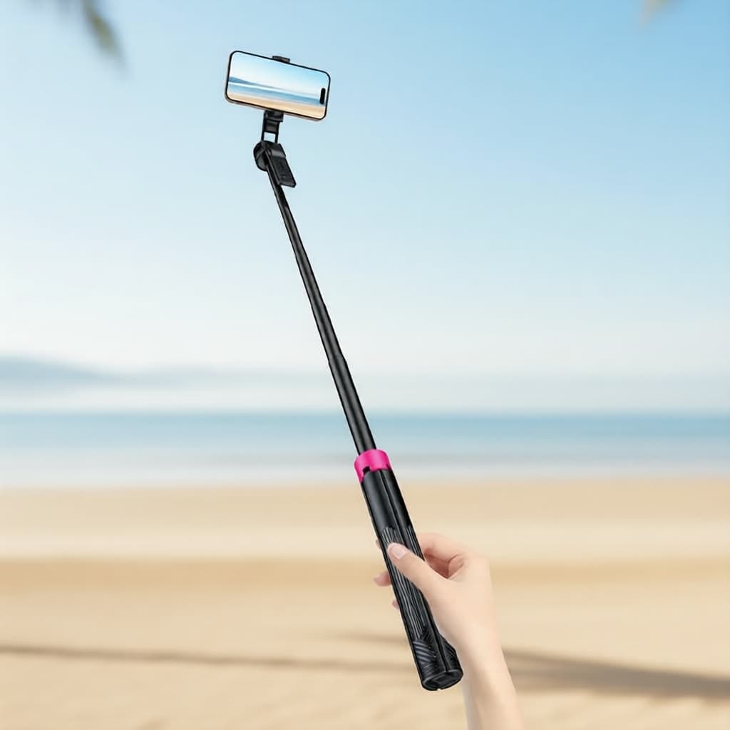 Tripé portátil para celular e vara de selfie com controle remoto, suporte de vlogging extensível e leve para viagens,