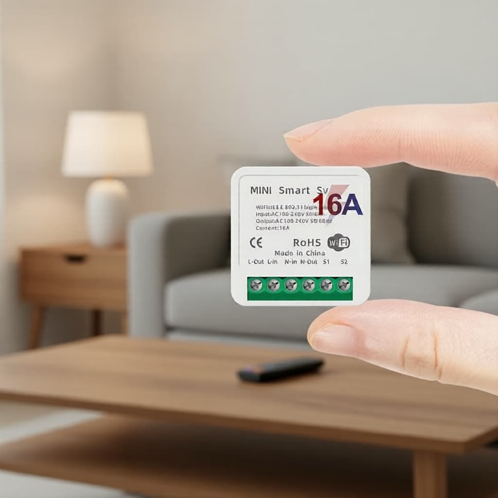 Módulo de Relé WiFi Inteligente Tuya 16A, Mini Interruptor Inteligente de Duplo Controle, Compatível com Alexa