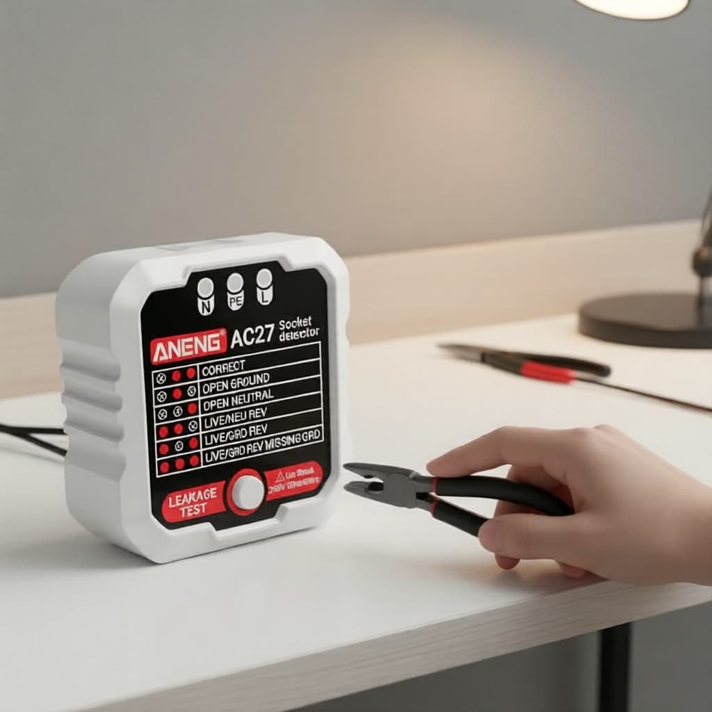 Kit testador de tomada inteligente multifuncional ANENG AC27, plugue UE/EUA, detecta polaridade, fase e tensão e RCD 30