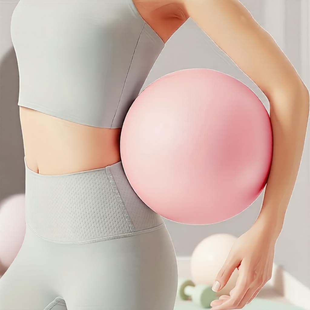 Bola de Yoga Mini de 23 cm Antiderrapante, Bola de Pilates com Tubo de Inflação para Fitness em Casa e Alongamento