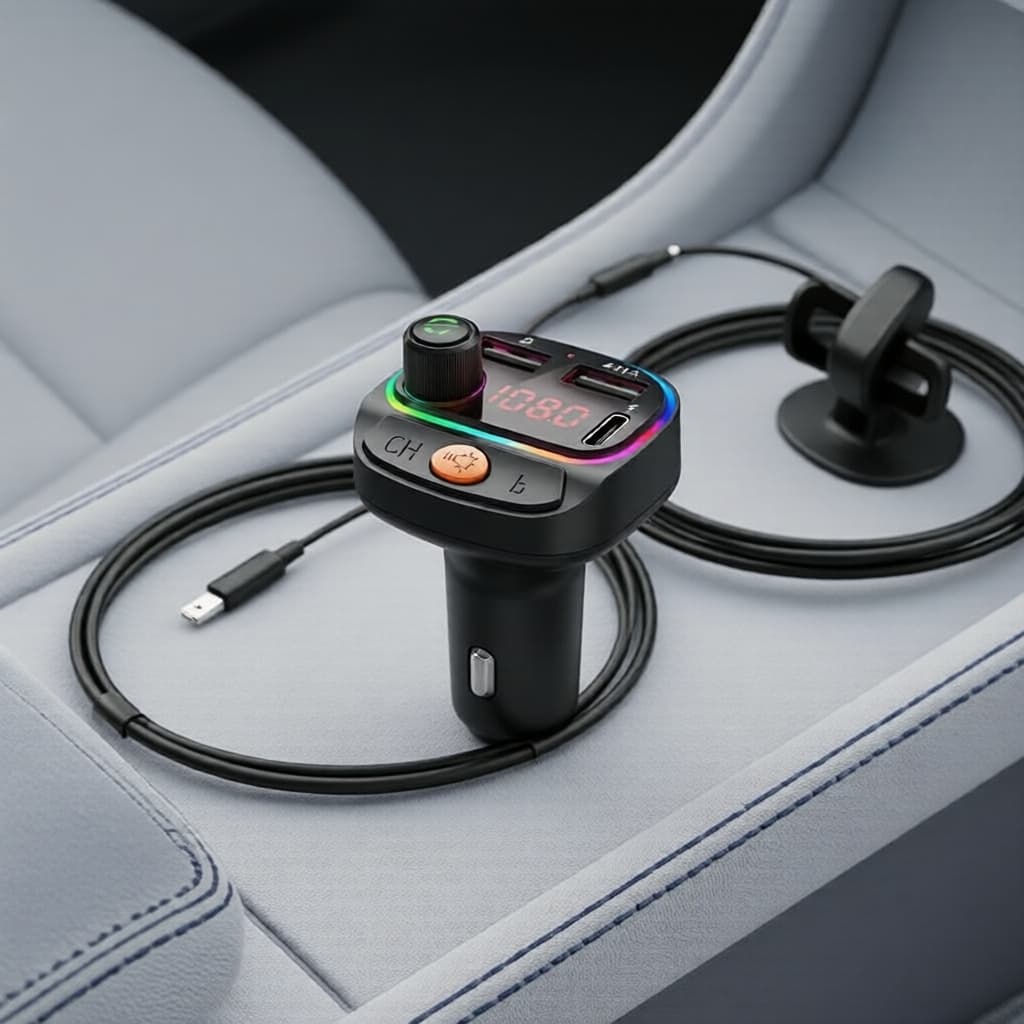 Transmissor Bluetooth FM para Carro com Carregamento Rápido e MP3 – Compatível com Tomada 12V