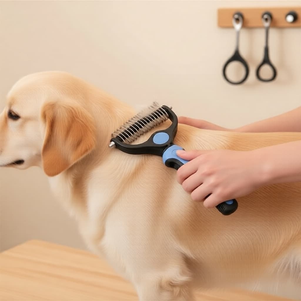 Escova Dupla Face Anticadê para Pets – Luvas de Remoção de Pelos Estáticas e Pente Desembaraçador de Nós para Gatos e