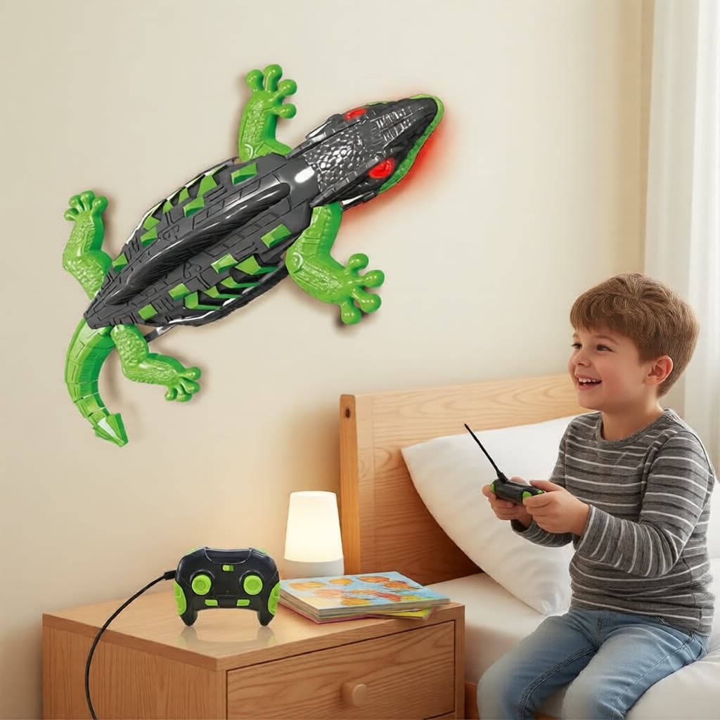 Carro de Brinquedo Lagarto Elétrico Recarregável por USB para Escalar Paredes, Presente de Controle Remoto Infantil