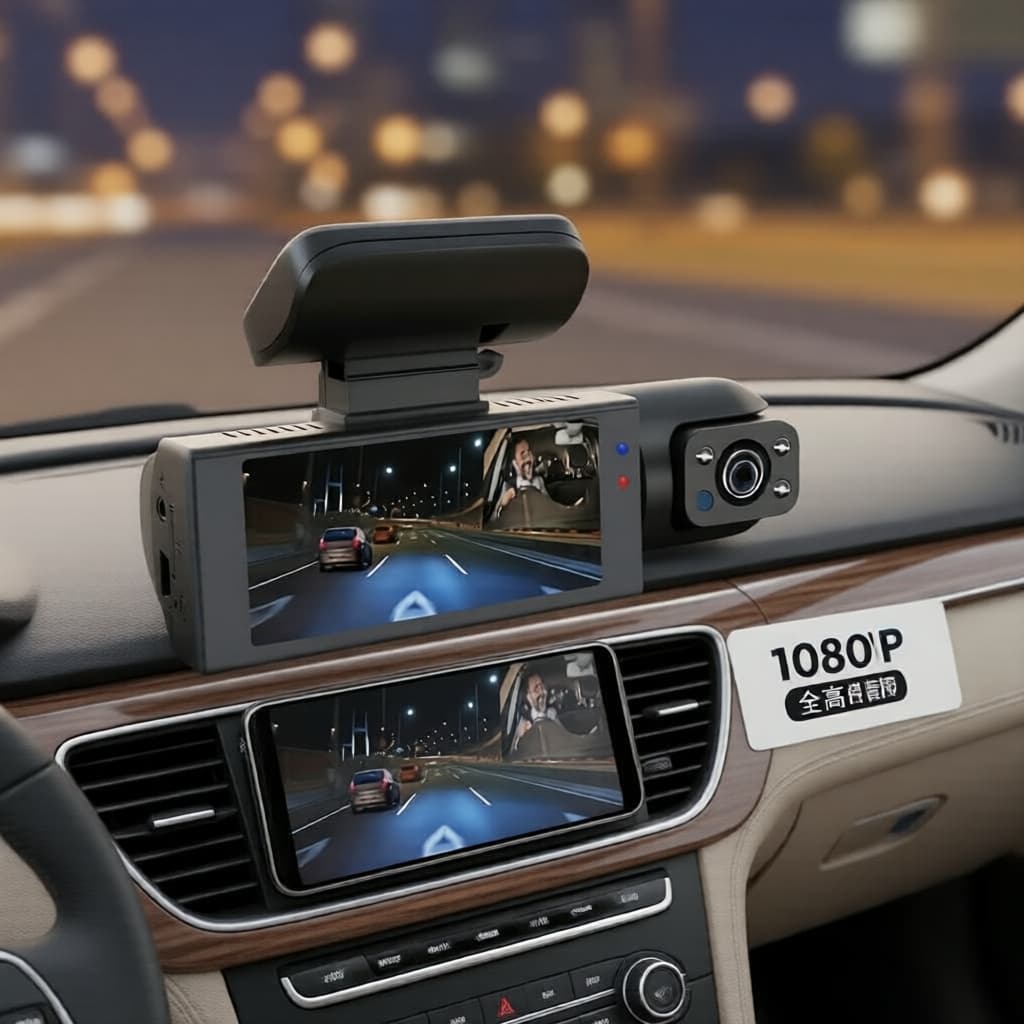 Câmera Veicular 1080p Wi-Fi Frontal e Interna com IR para Segurança