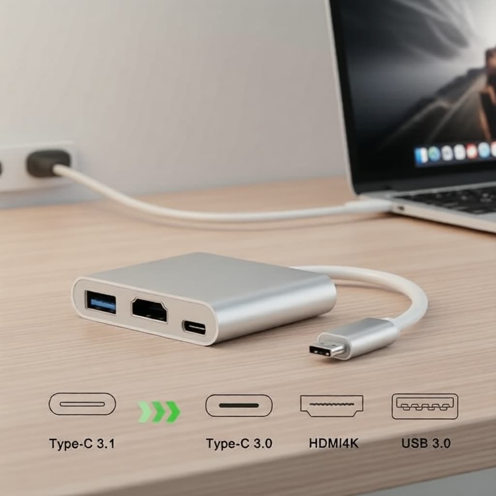 Adaptador Hub de Vídeo 4K USB-C para HDMI, Conversor para Projetor HDTV