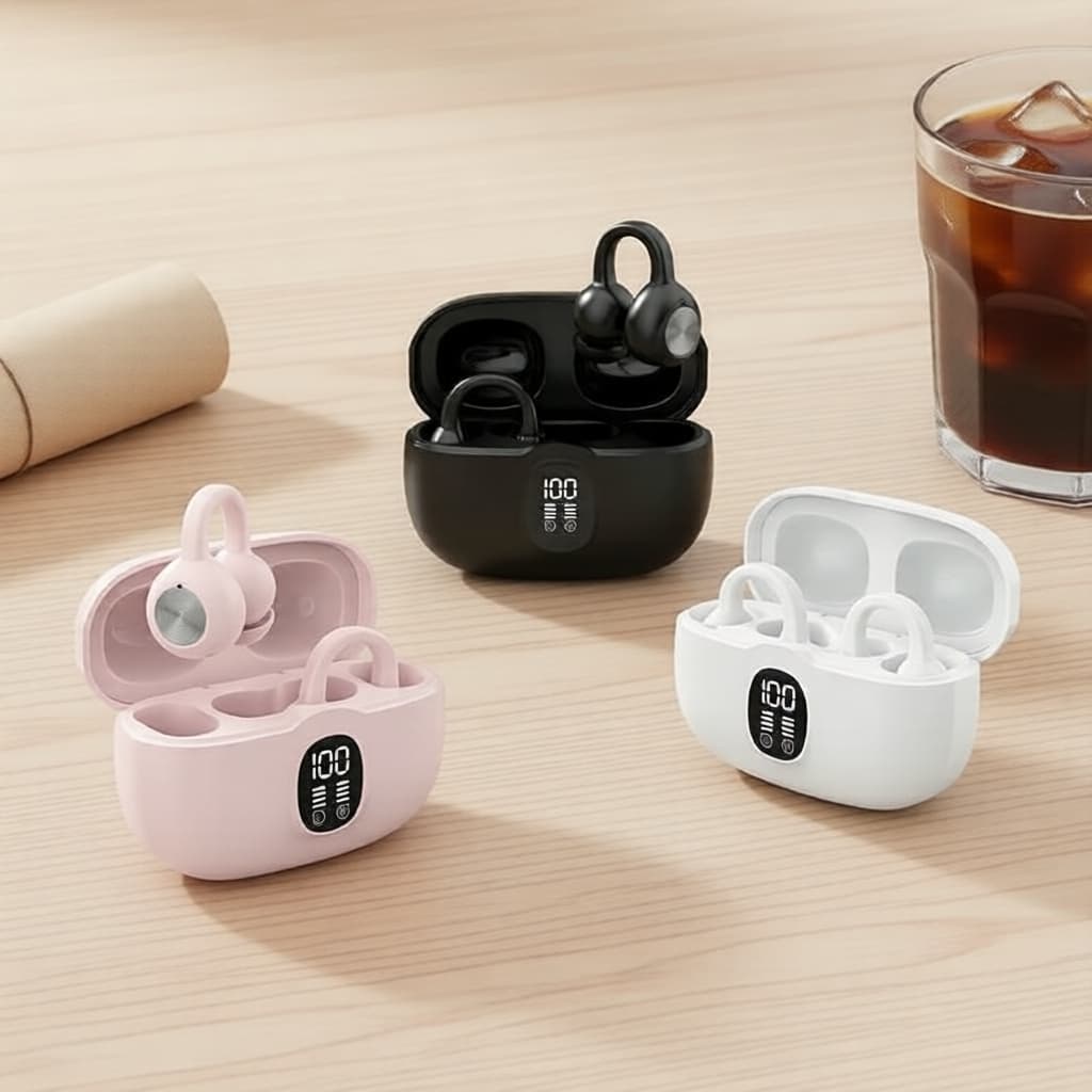 Fones de Ouvido Bluetooth com Clip de Orelha K80 Soft Tone, Abertos, Não Intra-Auriculares, Senso de Ambiente Seguro,