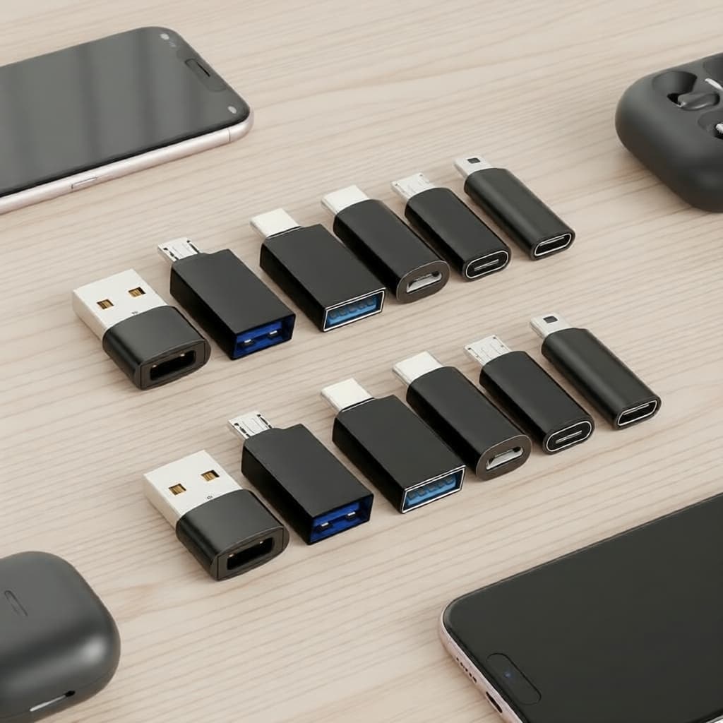 Adaptador multifuncional USB C para USB, USB C OTG para porta C, Mini para C, Micro C smartphones, MP3
