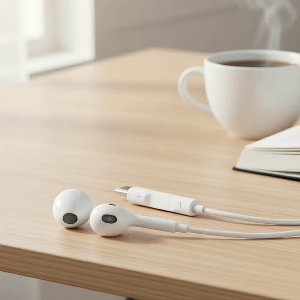 Fones de Ouvido Esportivos e de Jogos com Fio USB-C, Plugues ABS Intra-Auriculares, Saída Jack 3.5mm