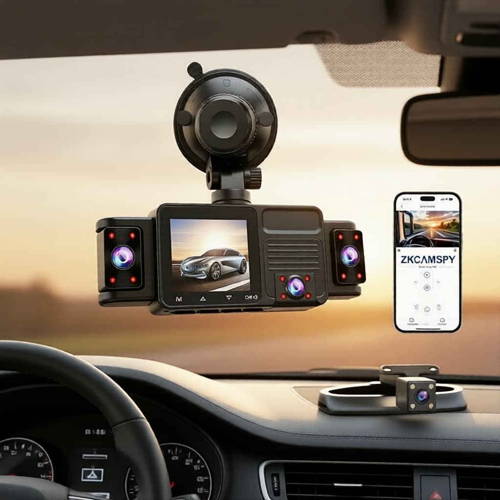 Câmera Veicular Panorâmica 2K 360° 5 Lentes WiFi