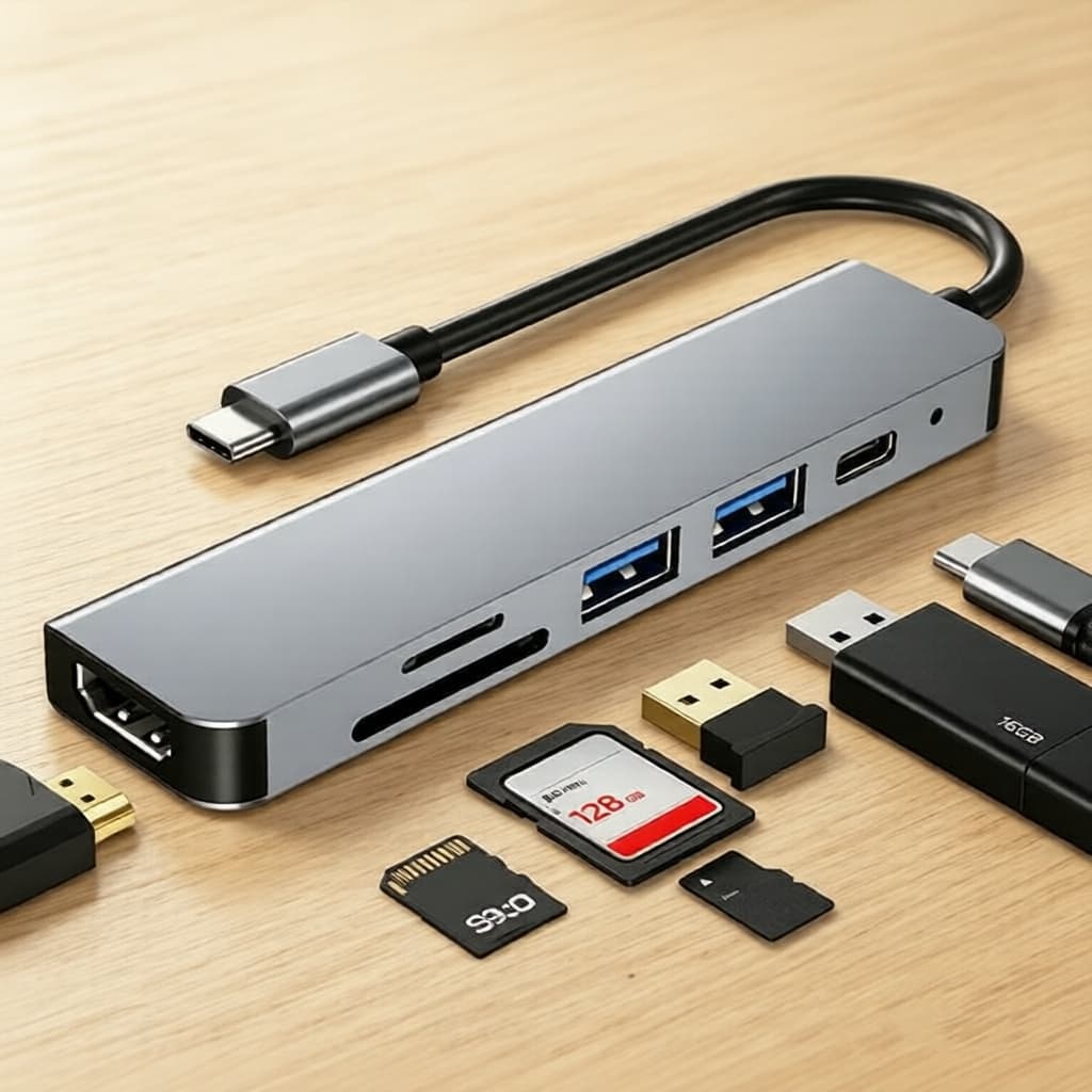 Dongle USB C 4K HDMI 6 em 1 com Hub divisor 87W PD USB 3.0 6 em 1 para MacBook Air Pro