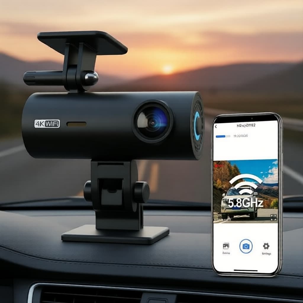 Câmera Veicular Dupla Lente Visão Noturna com WiFi, DVR Automotivo e Monitor de Estacionamento