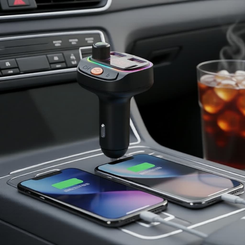 Transmissor FM para carro Bluetooth 5.0 MP3 com cabo de carregamento 3 em 1