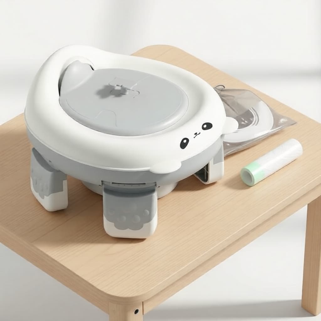Assento de Treinamento Sanitário Dobrável para Crianças com Cartões e Bolsa de Armazenamento, Sanitário Portátil para