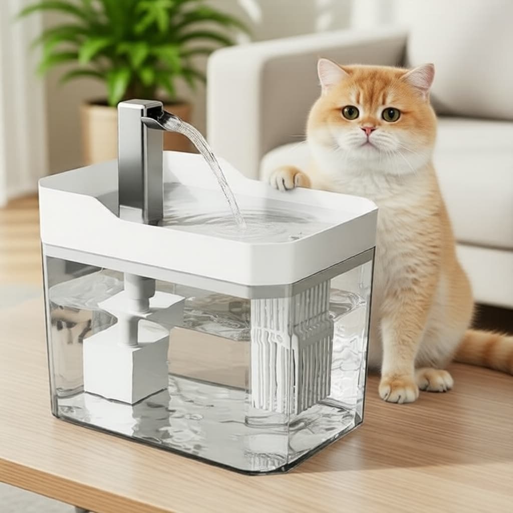Fonte de água automática para pets em formato de diamante, alimentada por bateria, fluxo contínuo para gatos e cães
