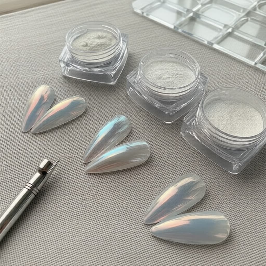 Kit de Pó de Espelho Aurora de 3 Cores dos Sonhos, Kit de Manicure DIY Ultra Glitter Estilo Japonês