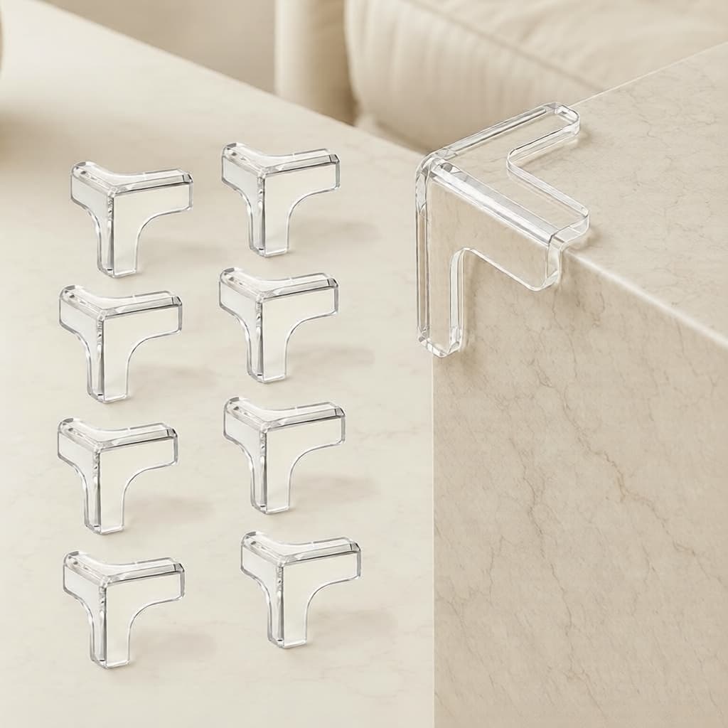 Conjunto de 8 Protetores de Quina em L Transparentes e Macios – Protetores de Borda Reforçados para Segurança de Mesa,