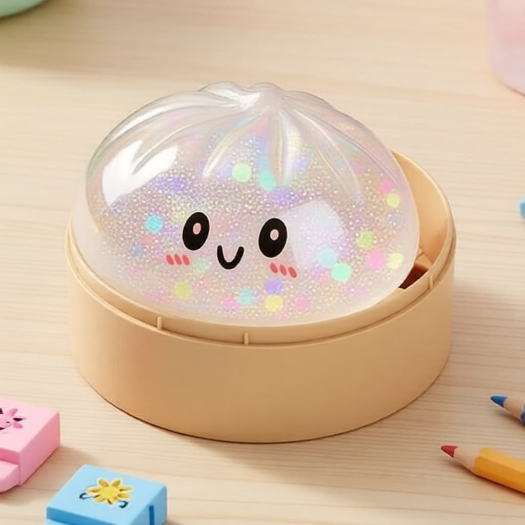 Bolinho Brilhante Brinquedo Sensorial de Apertar com Estojo de Armazenamento, para Alegria no Verão