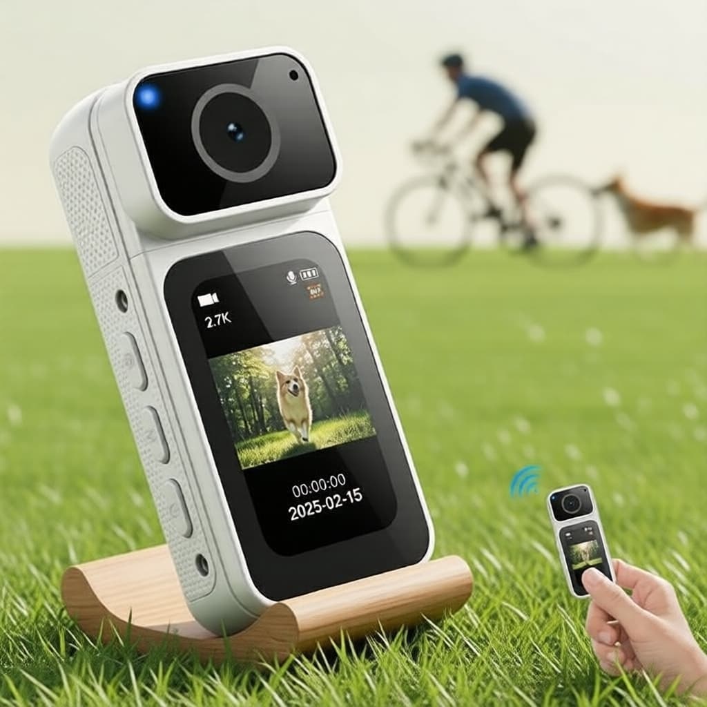 Câmera de Ação Mini Filmadora de Vídeo 2.7K Gravação Clara e Conexão WiFi Wireless Uso em Viagens
