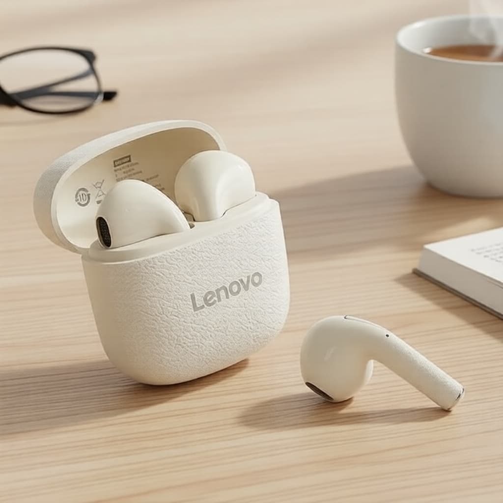 Fones de Ouvido Lenovo Bluetooth 5.4 TWS, meio intra-auriculares, som envolvente 360°, 12h de reprodução, ultra baixa