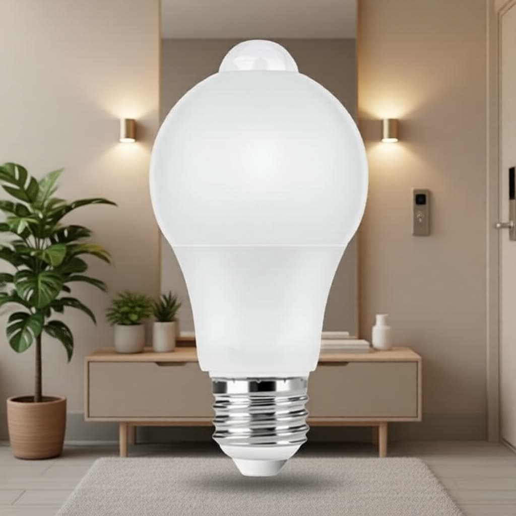 Lâmpada LED Sensor de Movimento AXUS 12W E27 – Luz Automática Inteligente para Escada, Corredor, Quarto, Garagem
