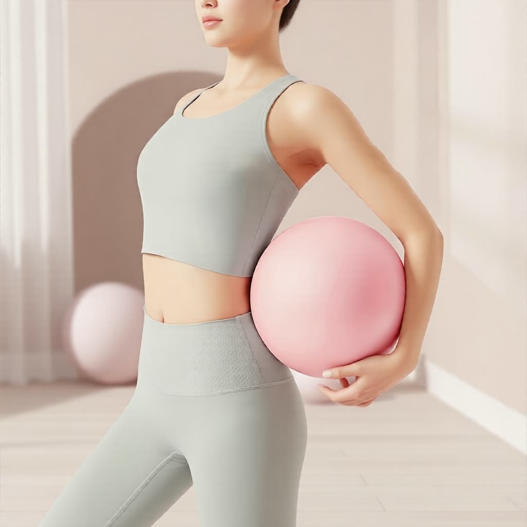 Bola de Pilates de 23 cm com Tubo Inflável, Bola de Yoga Mini Antiderrapante para Fortalecimento do Core