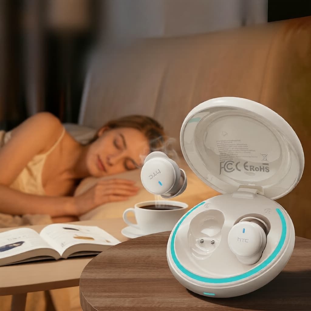 Fones de ouvido para dormir HTC NE92, Bluetooth 6.0, ENC ANC, 80H de reprodução, silicone suave como nuvem, para quem