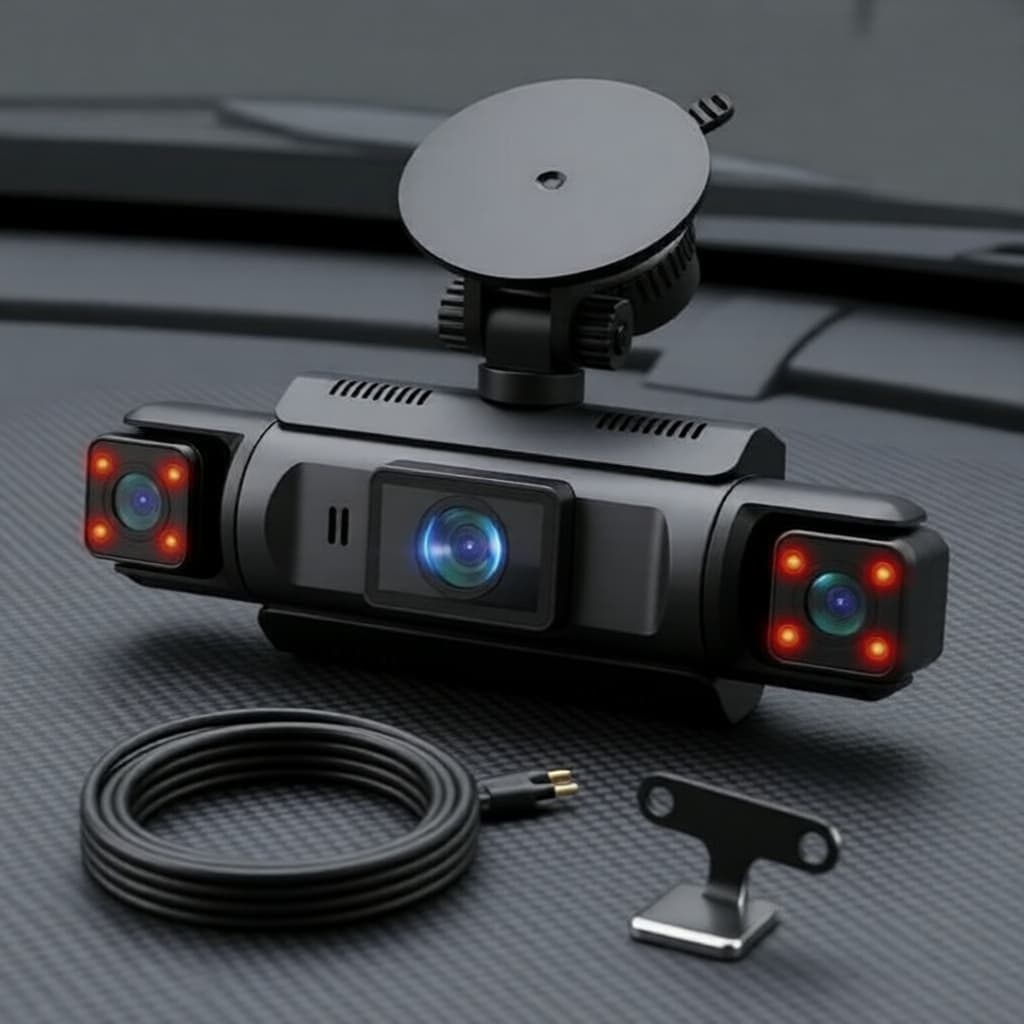 Câmera Veicular 4 Lentes Dash Cam WiFi 1080P Gravação Frontal/Lateral/Traseira em Loop