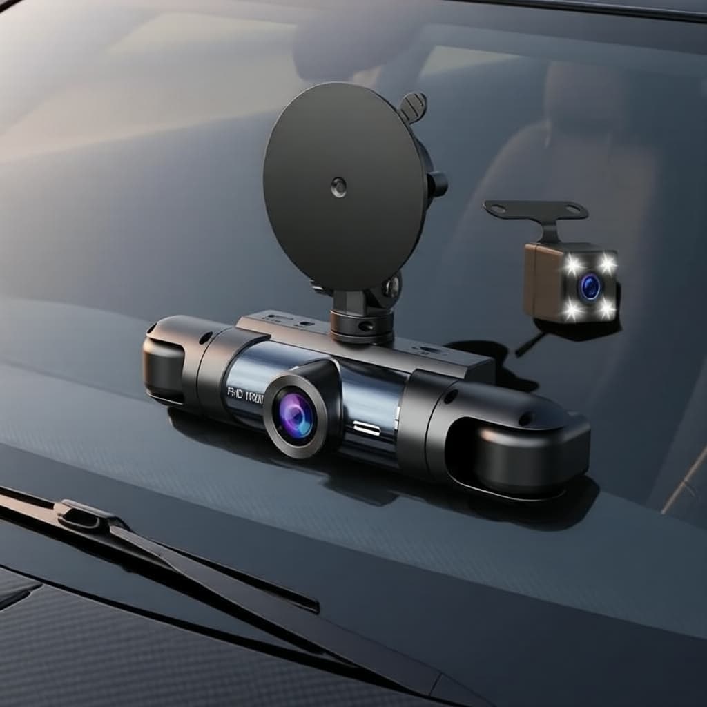 Câmera Veicular 360°, Cobertura Frontal/Traseira/Interna, Gravador de Vídeo de Vigilância Automática