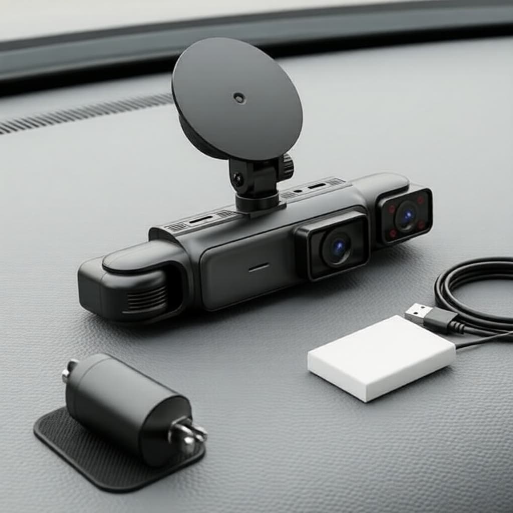 Câmera Veicular 360° Giratória 4 Canais 1080p com Visão Noturna, Sensor G e Monitoramento de Estacionamento
