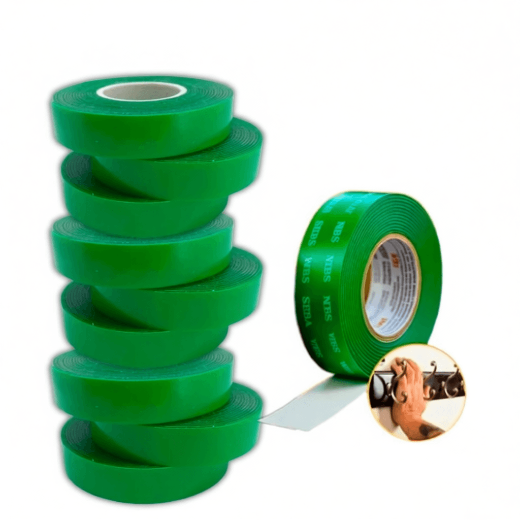 Kit 2/4/8 Rolos Fita Dupla Face 2M - Dupla Face Para Parede - Fita Adesiva Fixa Extra Forte Transparente