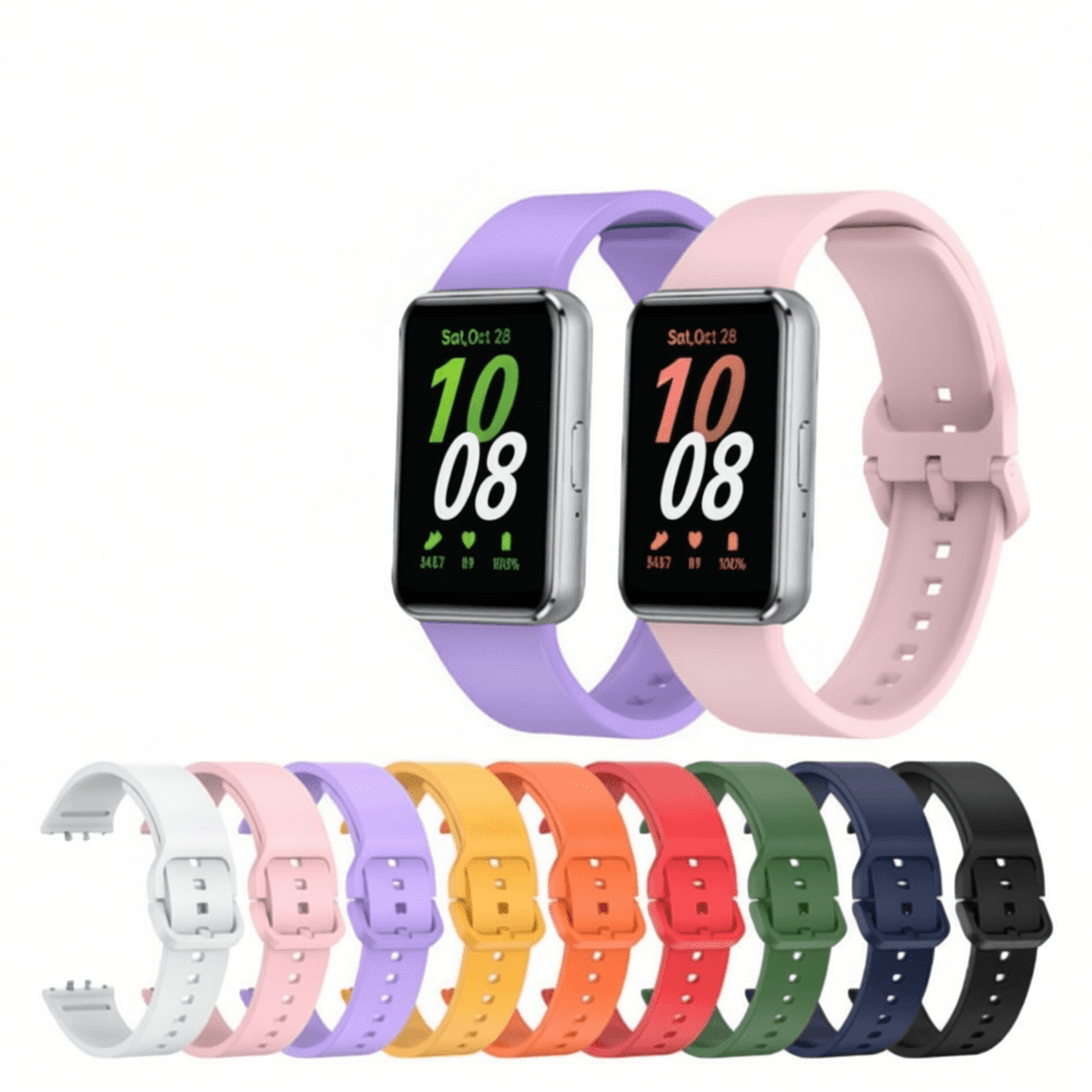 Pulseira Premium de Silicone Estilo Metal para Samsung Galaxy Fit 3 SM-R390 – Macia, Ajustável e Durável