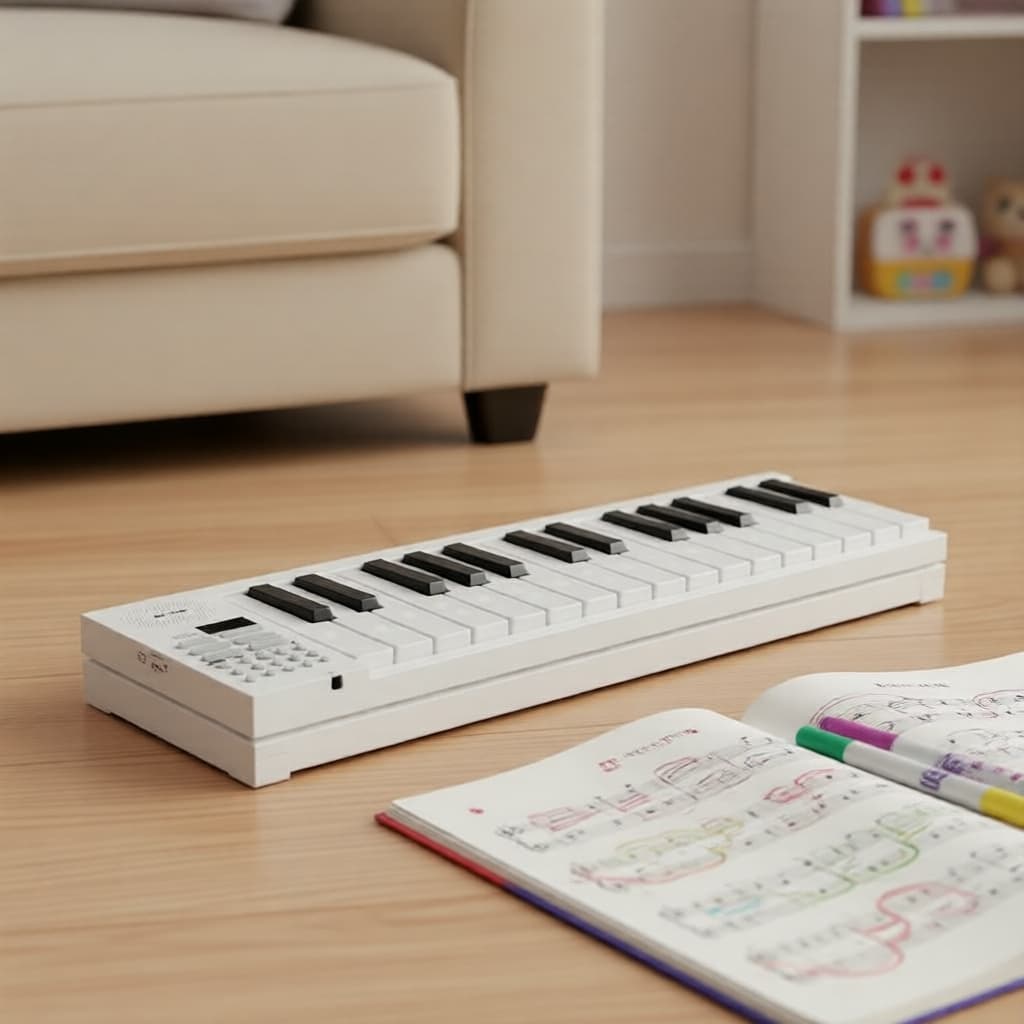 Teclado Digital Portátil de 61 Teclas para Crianças com Design Dobrável, Multifuncional, Perfeito para Iniciantes e