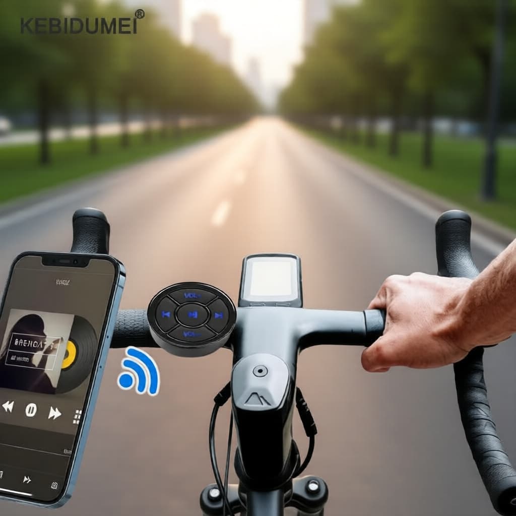 Controle Remoto Bluetooth 5 Botões para Volante, Android/iOS, Controle de Mídia e Volume Sem Fio para Carro