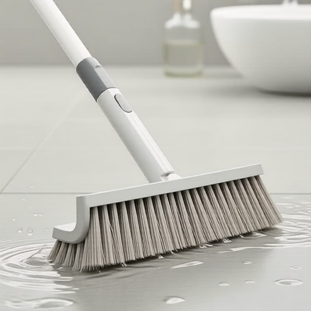 Escova 4 em 1 de Cabo Longo para Piso e Azulejo para Banheiro, Parede, Rejunte e Vaso Sanitário