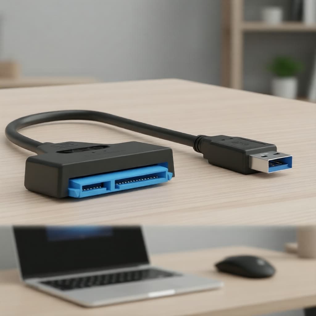Cabo Adaptador 2,5 pol. SATA para USB 3.0 22 Pinos, Leitor Externo de HDD/SSD para Disco Rígido de Computador