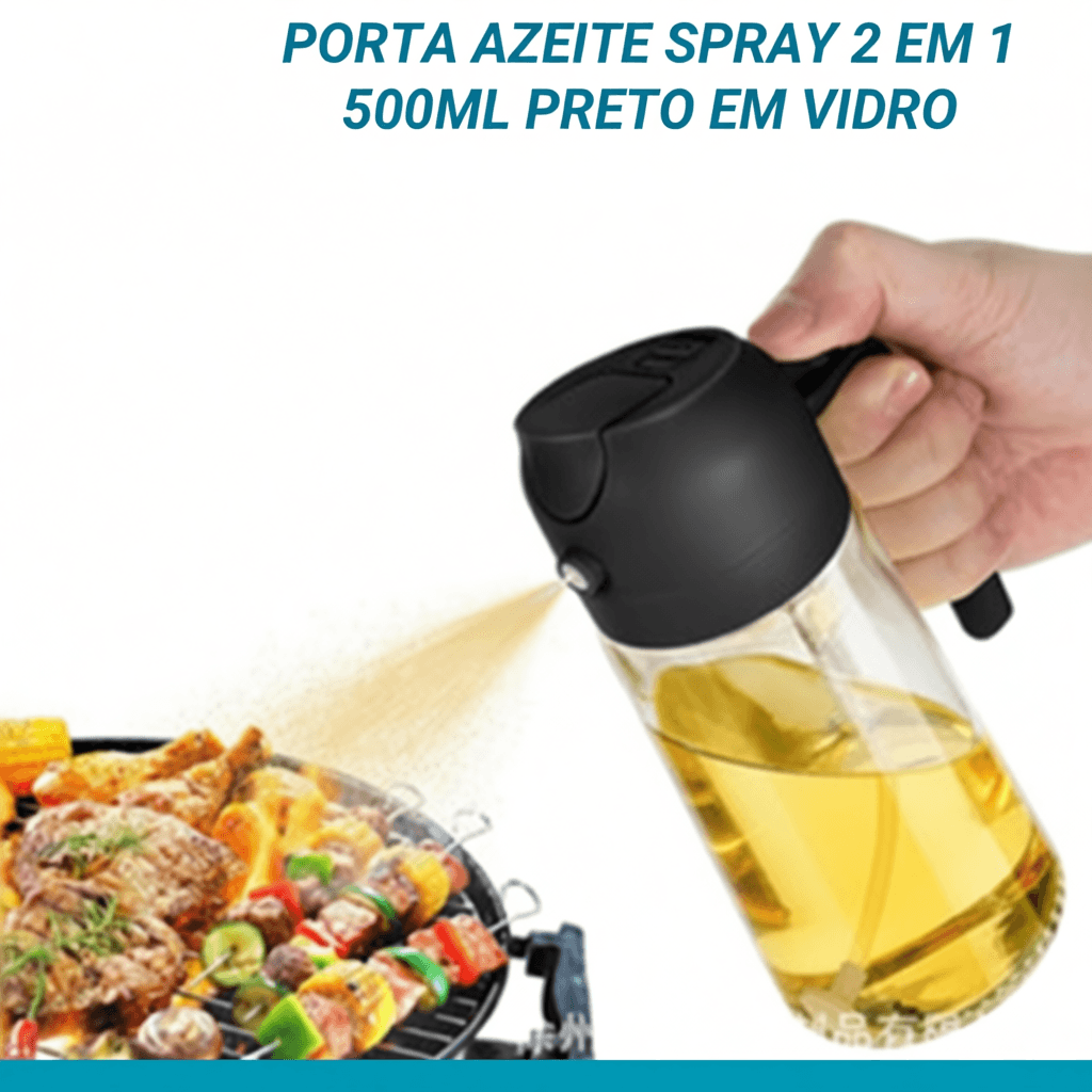 Spray Porta Azeite de Vidro 2 em 1 - Borrifador De Azeite Galheteiro 500ml