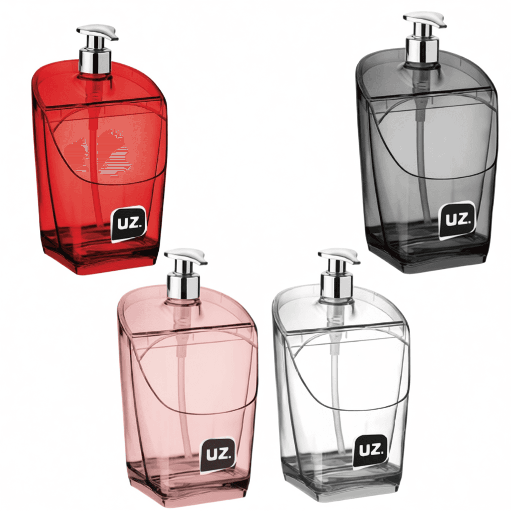 Porta Detergente com Suporte para Bucha UZ – Dispenser Transparente para Pia de Cozinha