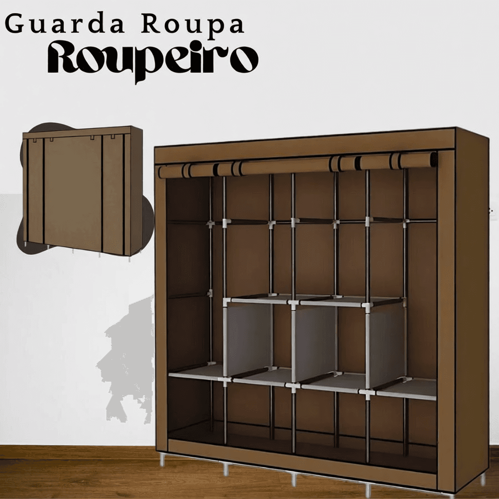 Guarda Roupa Portátil Dobrável com Ziper Organizador De Roupas Armário de Roupa Multifuncional