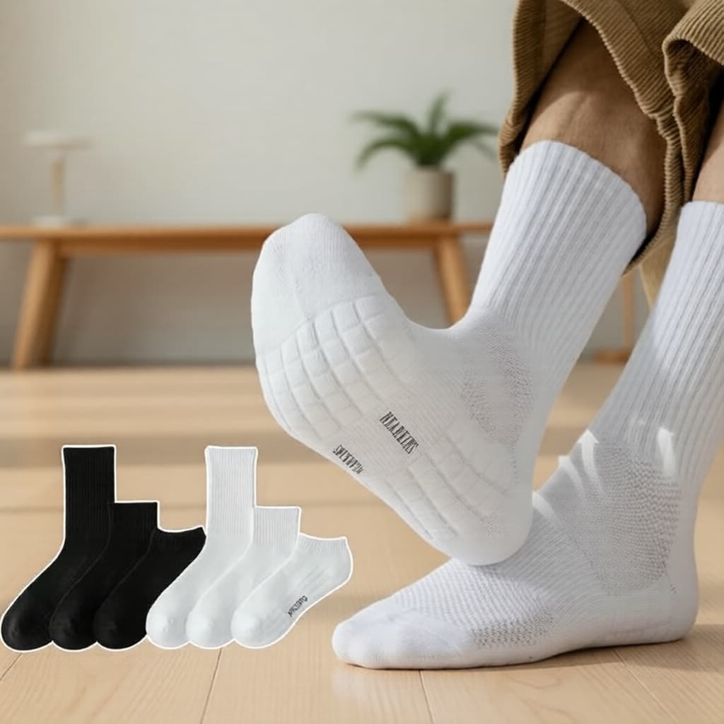 1 Par de Meias Masculinas Grossas com Amortecimento Terry - Meias Esportivas Respiráveis para Basquete, Meias de