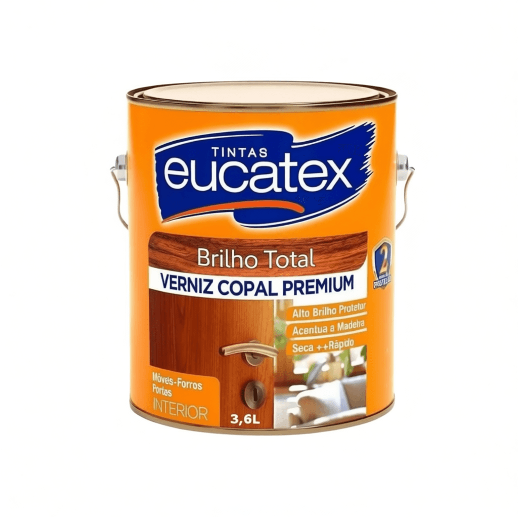 Verniz Copal Eucatex Incolor 3,6L Premium, Brilhante, Para Madeira, Uso Interno, Alta Proteção