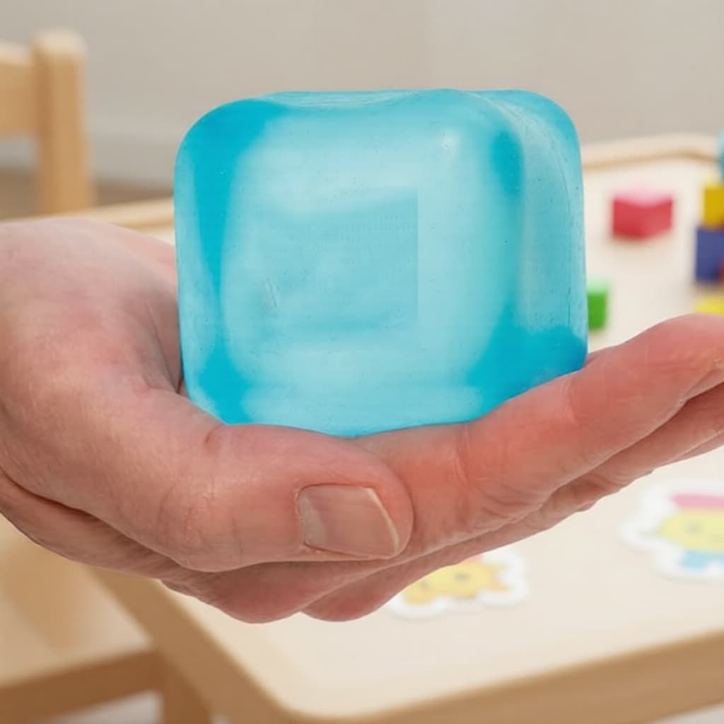 Schylling Needoh Nice Cube Fidget Brinquedo macio e resistente Azul Roxo Para crianças