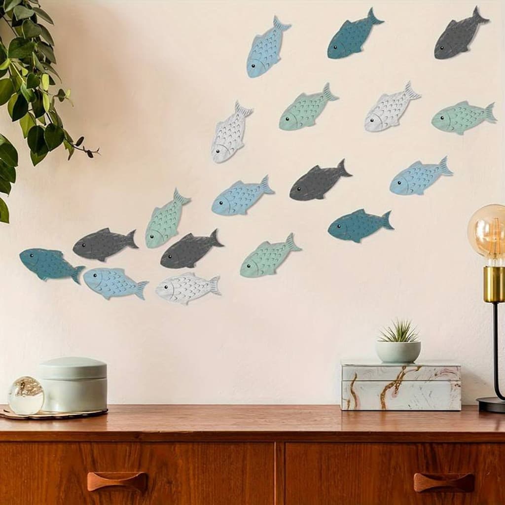 [SKI] 20 Peças Decoração De Parede De Peixe De Madeira Enfeites Pintados Tema Costeiro Náutico Arte Decorações De Peixes