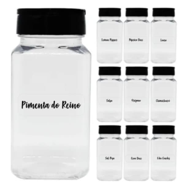195 Unidades De Potes De Especiarias Transparentes E Personalizados Com Etiquetas , Para Uma Cozinha Organizada . Promoç