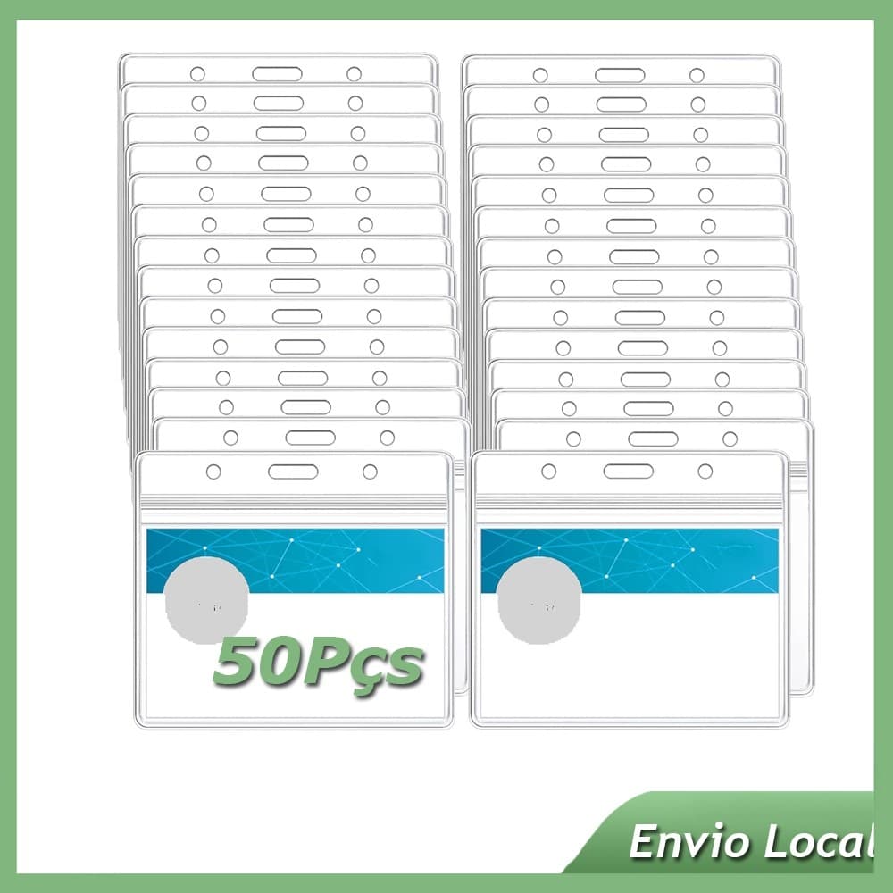 50 peças porta-crachás de identificação extragrosso porta-crachás de selável à prova d'água horizontal padrão