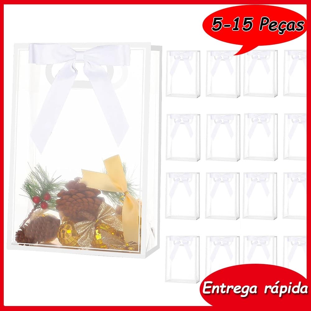 5/10/15 Branco Sacos de presente lembrancinha de festa de PVC com fita para chá de bebê casamento aniversário