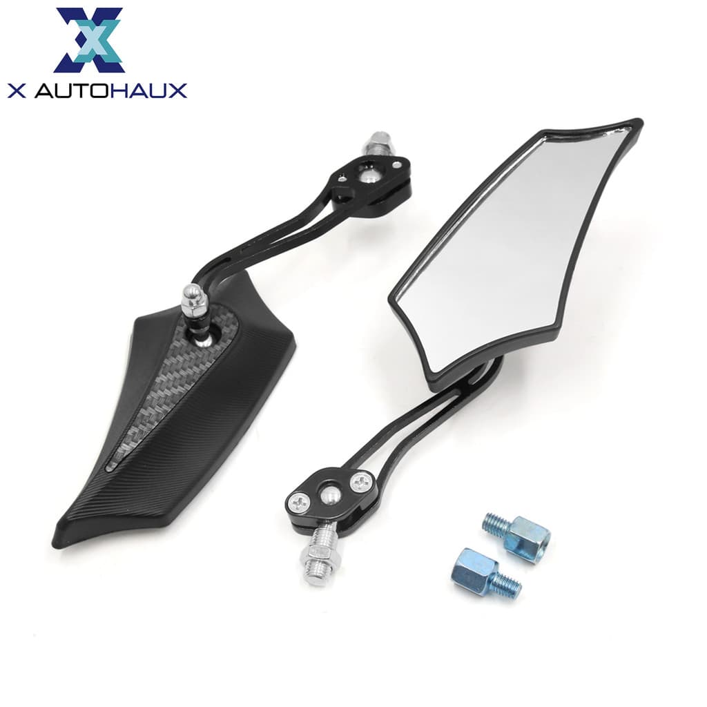 X AUTOHAUX 2 Unidades Preto Padrão De Pele De Cobra Espelho Retrovisor Pentágono Para Motocicleta E Moto