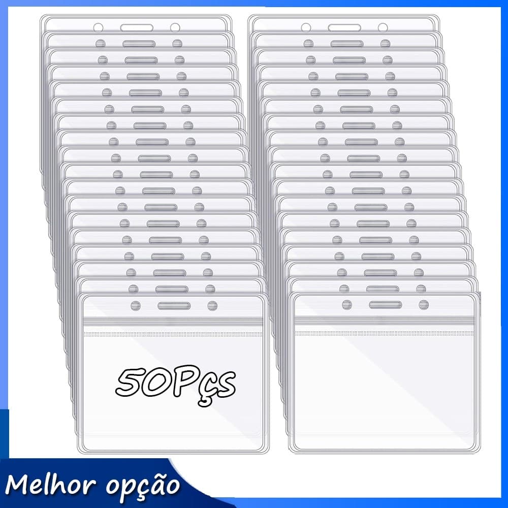 50 porta-cartões de identificação horizontal com zíper resselável porta-cartões de à prova d'água porta-crachás
