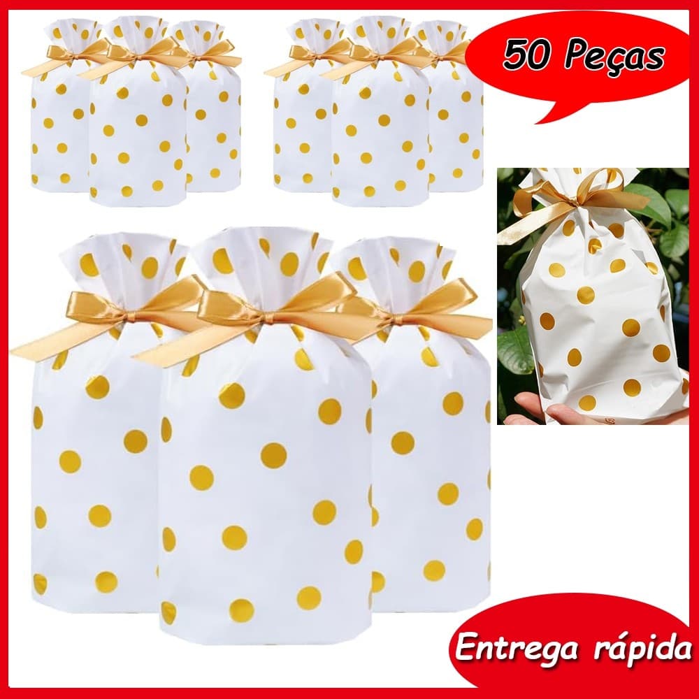 50 sacos de doces para sacos de doces para lembrancinhas de festa de casamento de aniversário Padrão de bolinhas