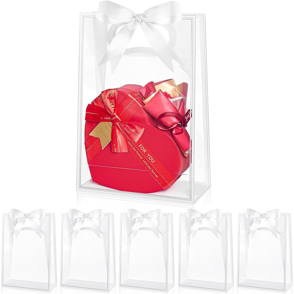 Saco de presente portátil transparente transparente conjunto de 5 peças fita reutilizável Multi-cena festa celebração ad