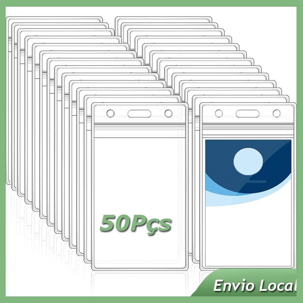 50 peças porta-crachás de identificação extragrosso porta-crachás de selável à prova d'água vertical padrão